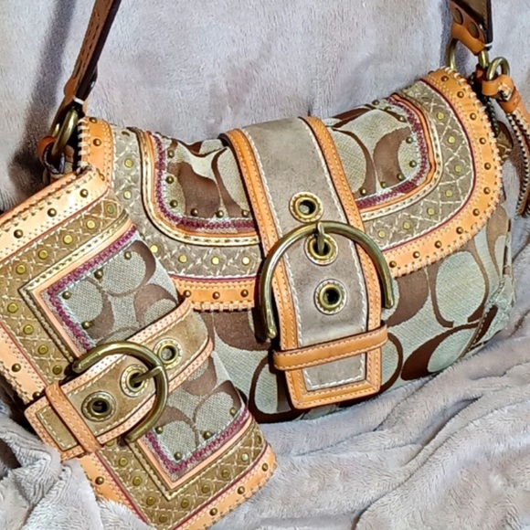 Coach Handbags - COACH RARE LIMITED EDITION HANDBAG G063
Stitching & Studs w/wallet